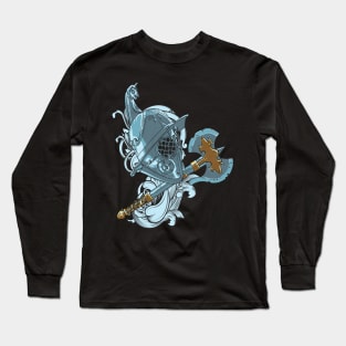 Knight Helmet Illustration Long Sleeve T-Shirt